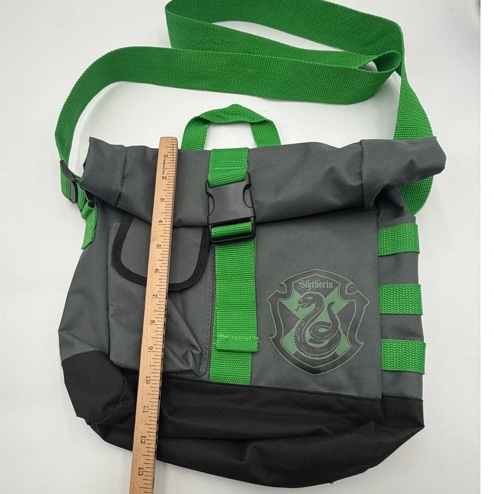 Harry Potter Slytherin Roll Top Crossbody Messenger Bag Green Gray 2018